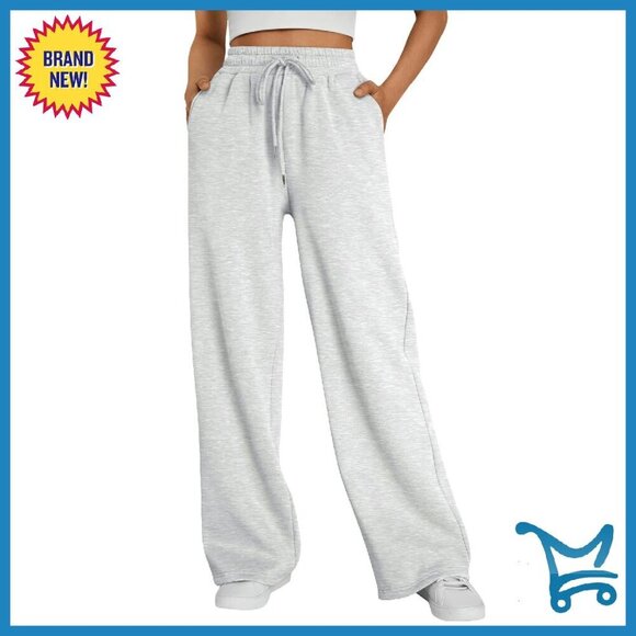 Pants - Fleece Lined Wide Leg Sweatpants High Waist Baggy Joggers Lounge Travel